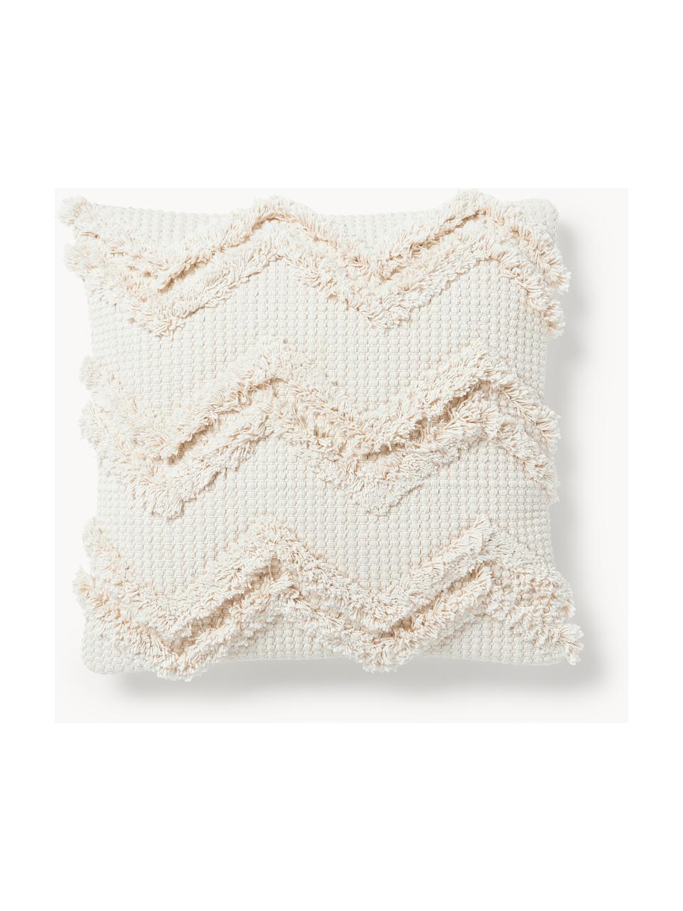 Ručne vyrobená hrubá vlnená deka so strapcami Belen, Lomená biela, Š 45 x D 45 cm
