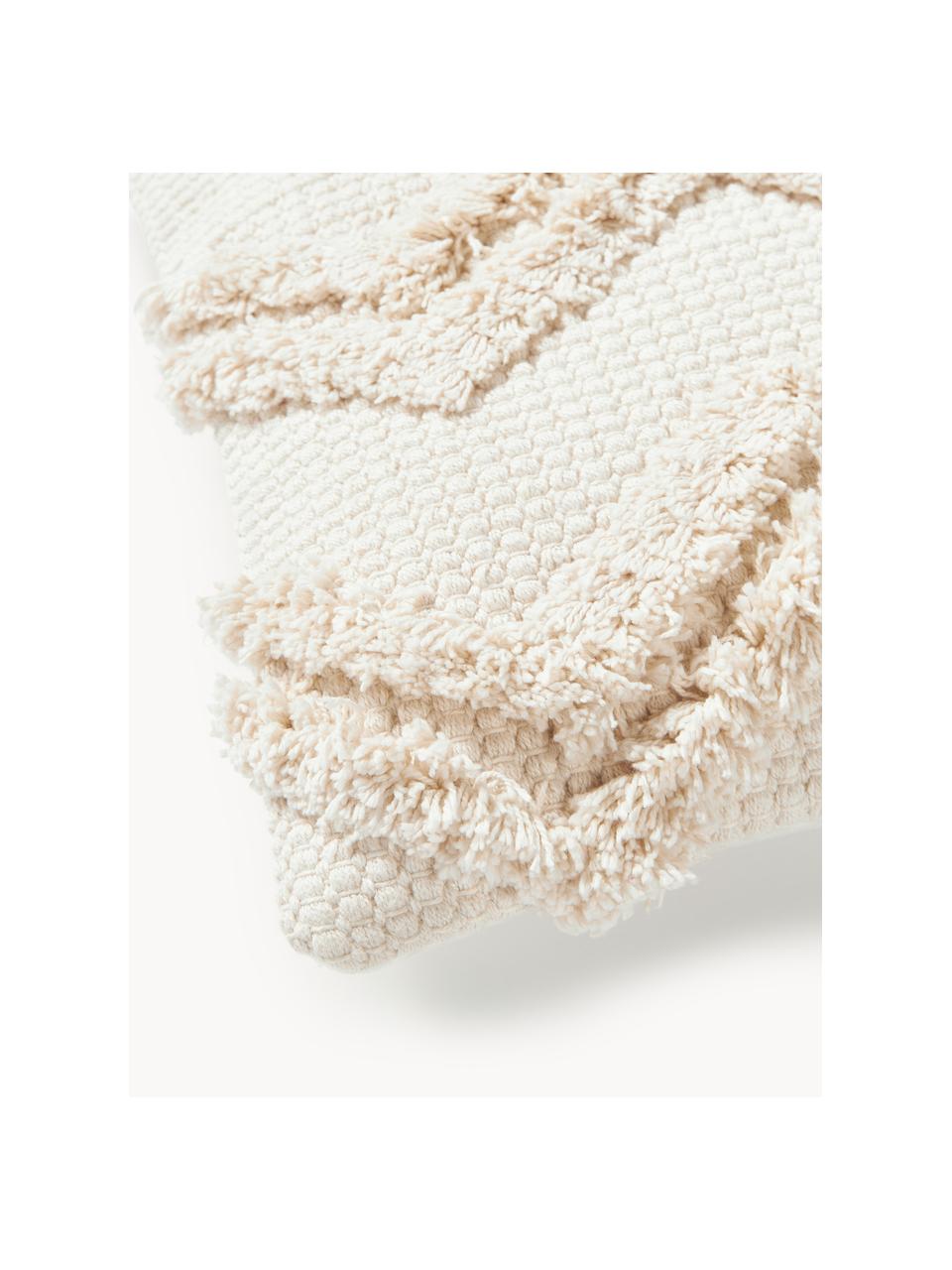 Kissenhülle Akesha mit getuftetem Zickzack-Muster, Off White, B 45 x L 45 cm