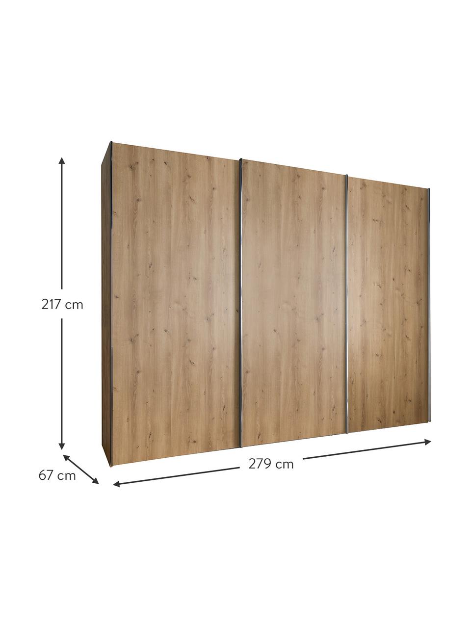 Šatní skříň s posuvnými dveřmi Monaco, 3dvéřová, Dřevo, Š 279 cm, V 217 cm
