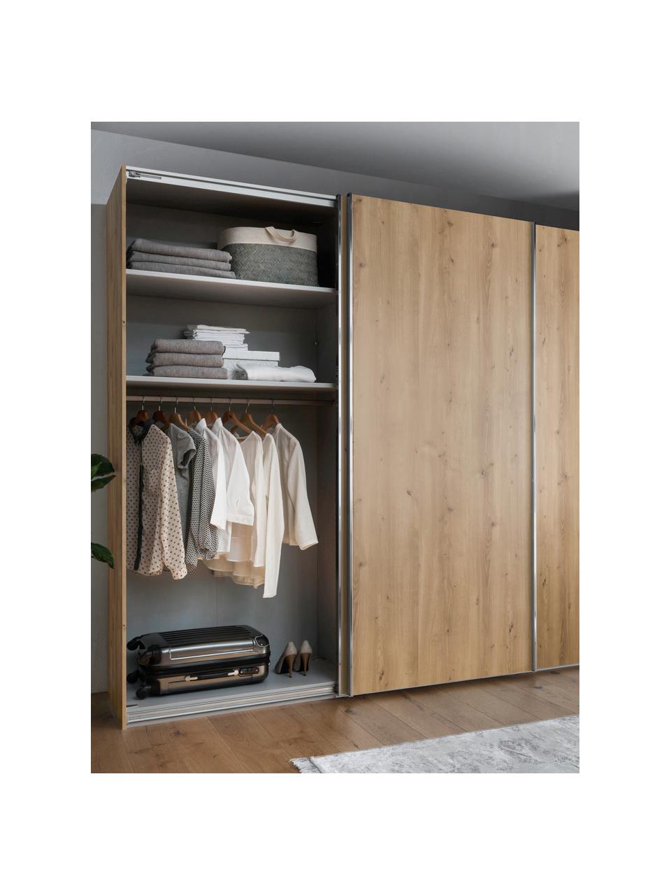 Schwebetürenschrank Monaco, 3-türig, Korpus: Holzwerkstoff, foliert, Leisten: Metall, beschichtet, Holz, B 279 x H 217 cm