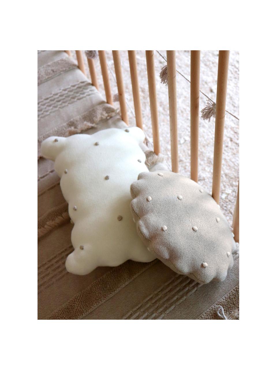 Ručně vyrobený měkký bavlněný polštář Biscuit, Tlumeně bílá, světle béžová, Š 25 cm, D 35 cm