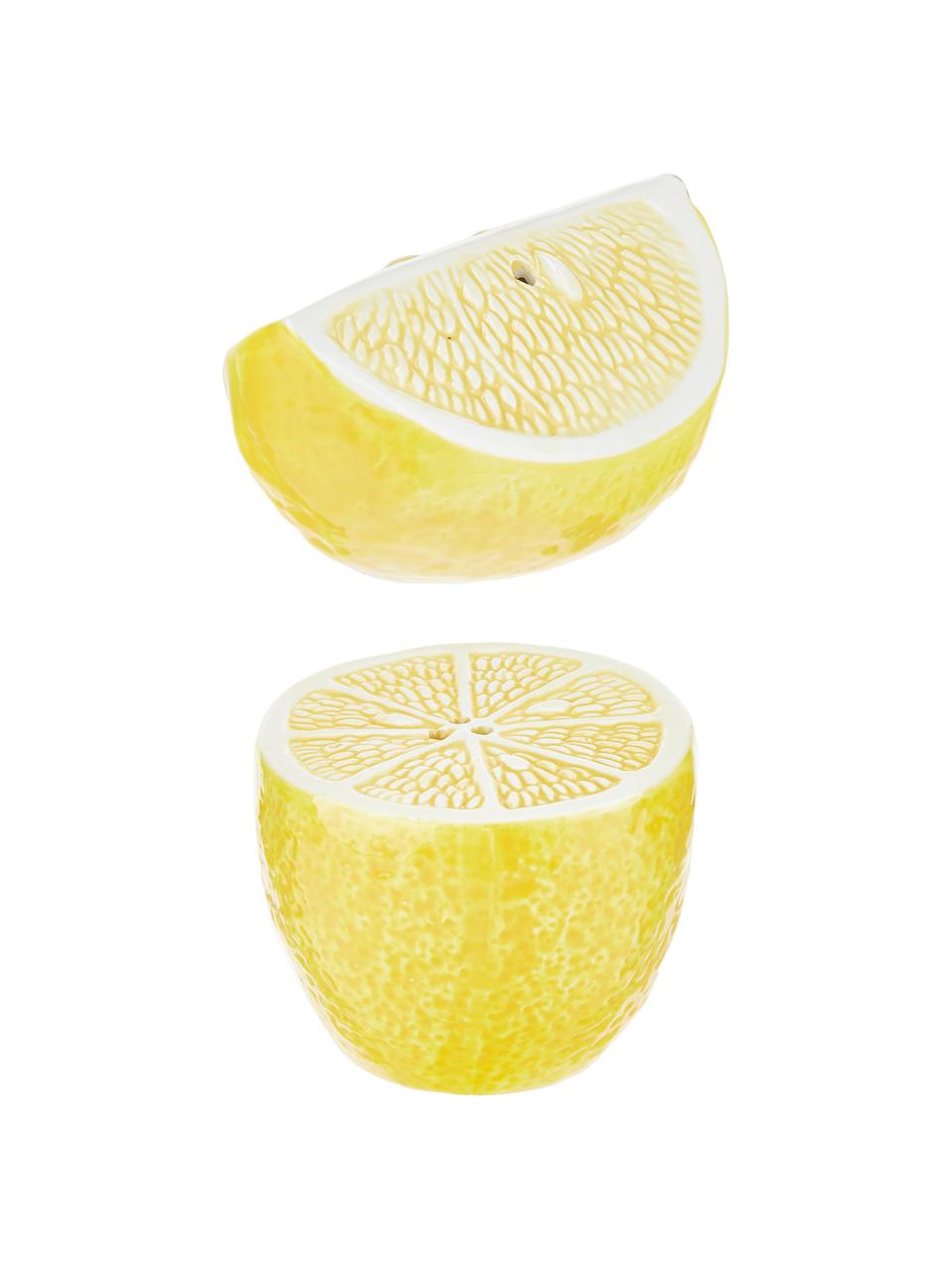 Set saliera a pepiera Lemon 2 pz, Porcellana (dolomite), Bianco, giallo, Larg. 7 x Alt. 7 cm