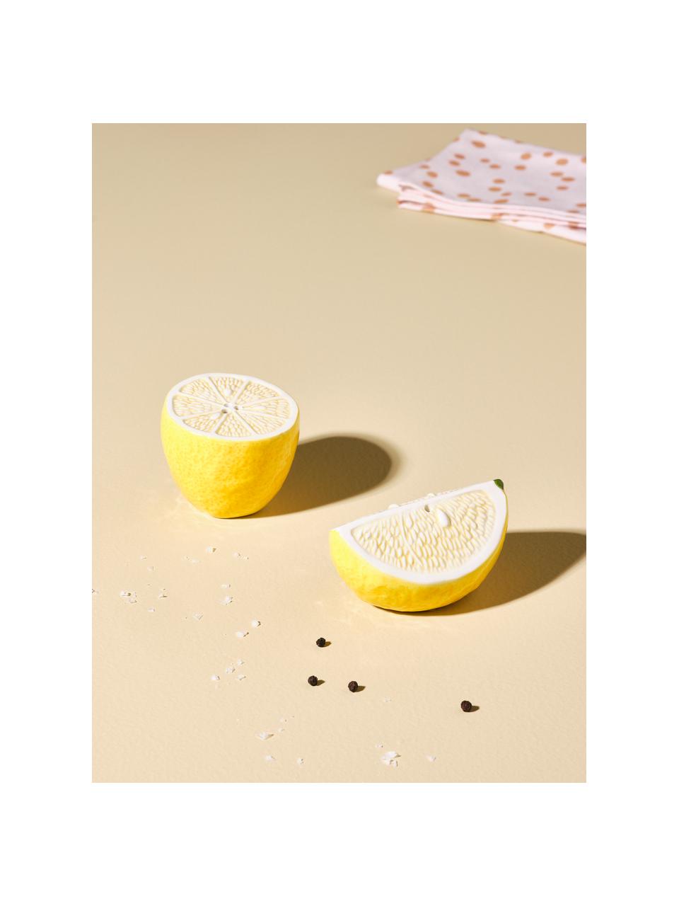 Set saliera a pepiera Lemon 2 pz, Porcellana (dolomite), Bianco, giallo, Larg. 7 x Alt. 7 cm