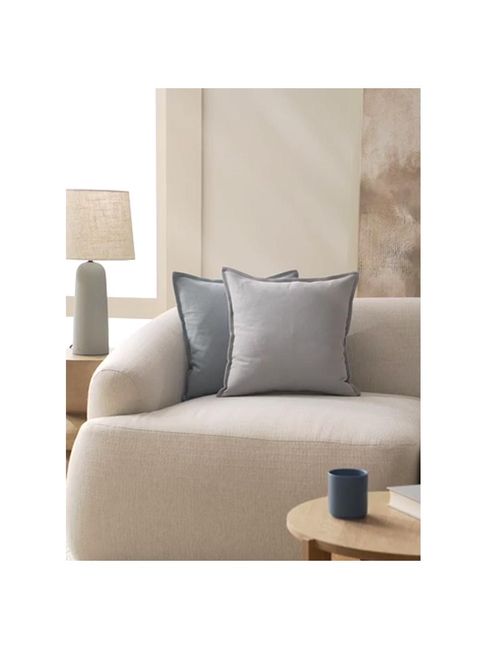 Housse de coussin en coton gris clair Mads, 100 % coton, Gris clair, larg. 40 x long. 40 cm