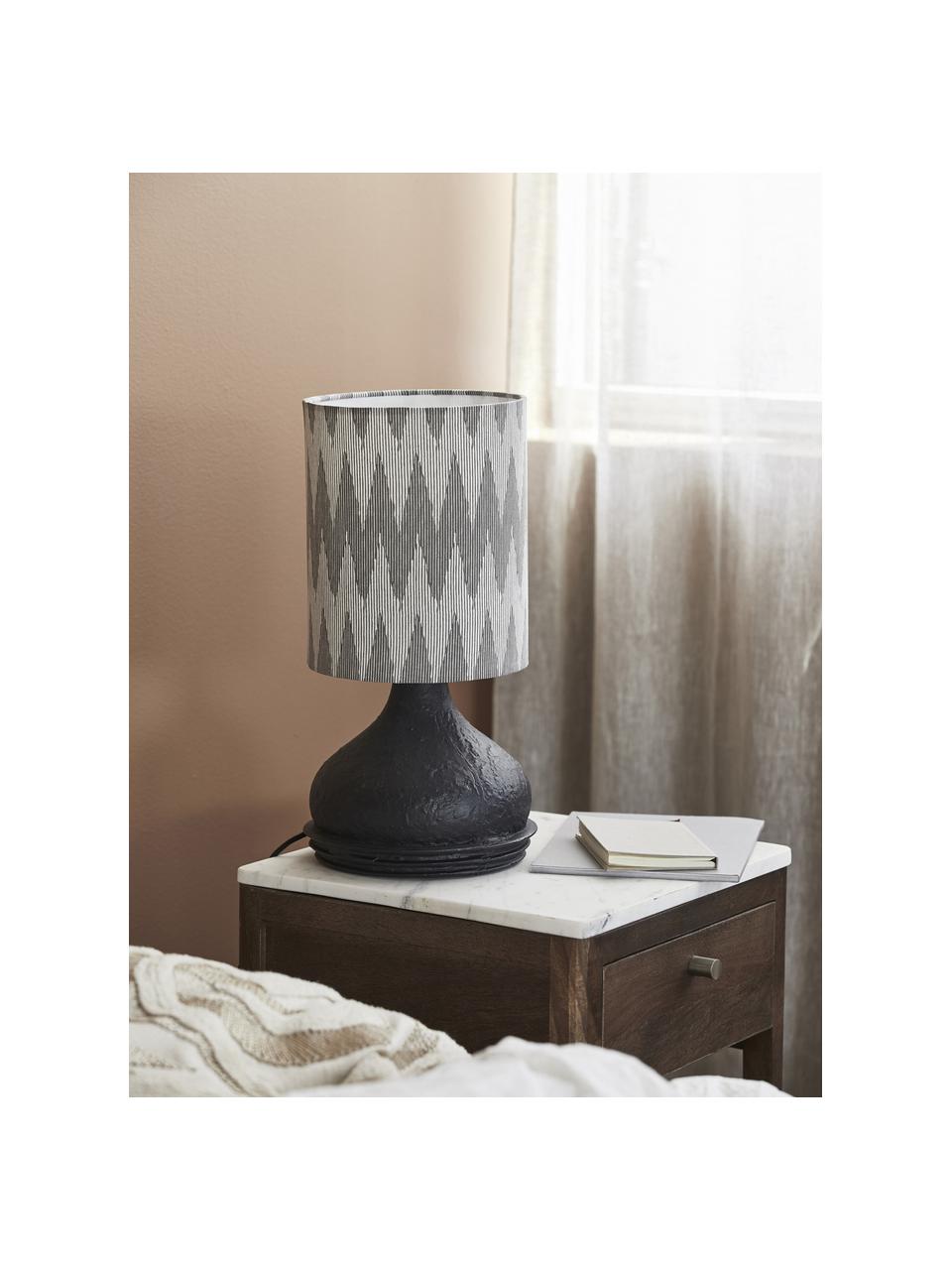 Tafellamp Arito, Lampenkap: stof, Lampvoet: gecoat metaal, Zwart, grijs, wit, Ø 22 x H 45 cm