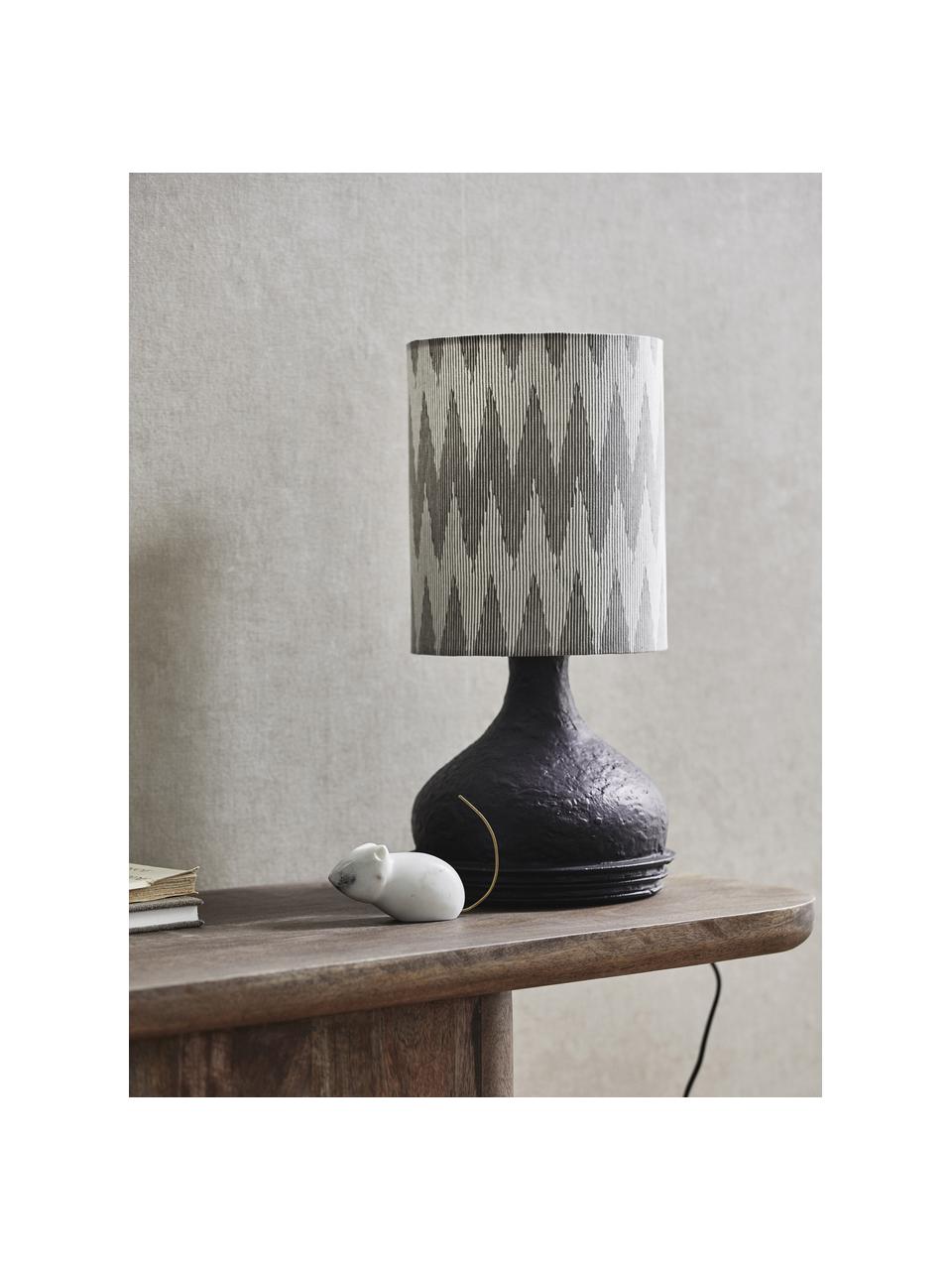 Lámpara de mesa Arito, estilo boho, Pantalla: tela, Cable: plástico, Negro, gris, blanco, Ø 22 x Al 45 cm