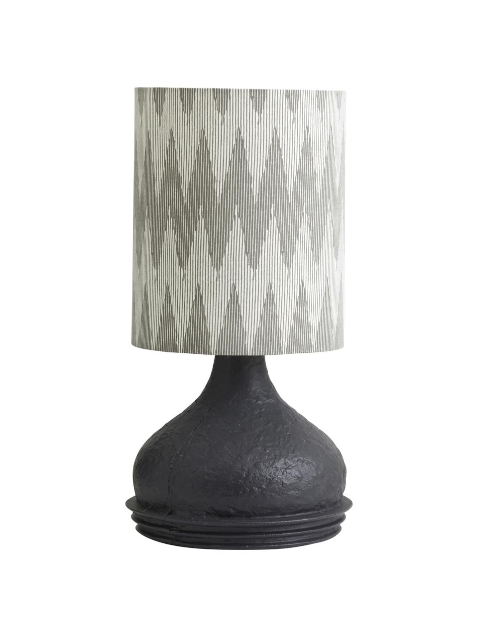 Lampada da tavolo boho Arito, Paralume: tessuto, Base della lampada: metallo rivestito, Nero, grigio, bianco, Ø 22 x Alt. 45 cm