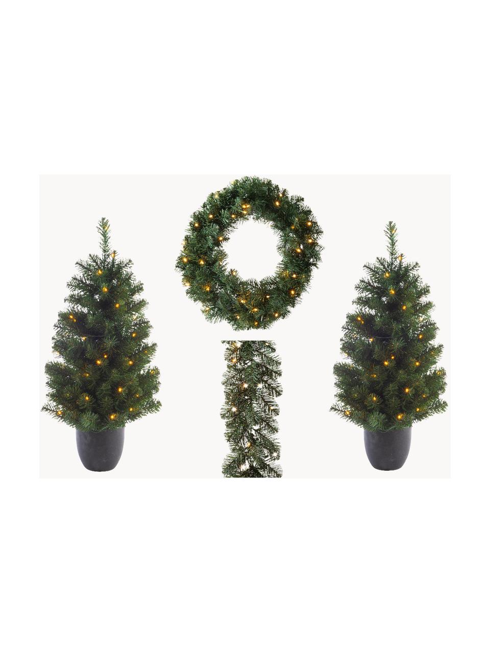 Set di 4 decorazioni natalizie LED a batteria Imperial, Plastica (PVC), Verde scuro, Set in varie misure