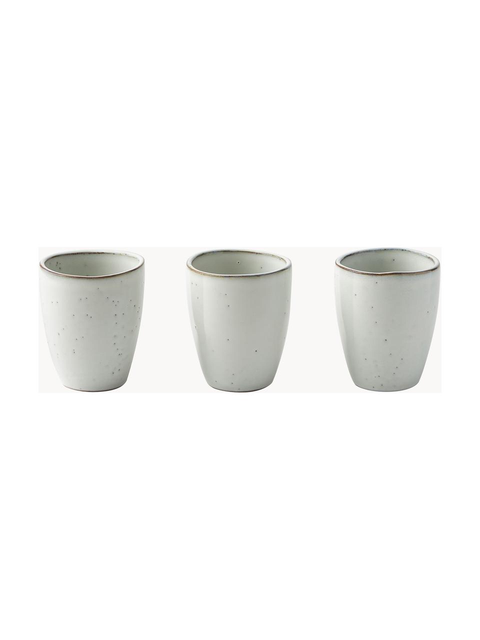 Tazas originales artesanales Nordic Sand, 6 uds., Cerámica de gres, Gris claro jaspeado, Ø 8 x Al 10 cm, 250 ml