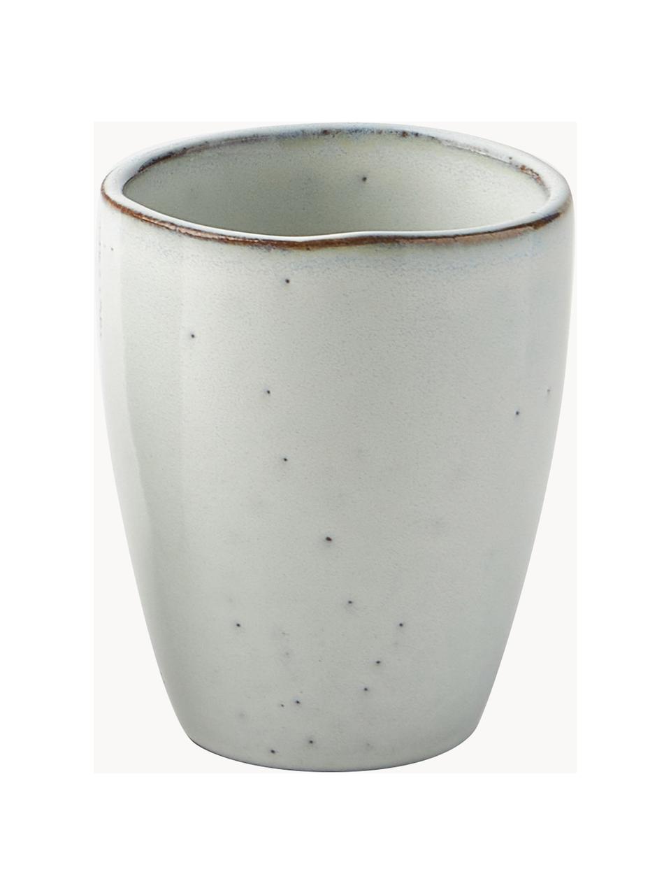 Ručně vyrobené pohárky Nordic Sand, 6 ks, Kamenina, Světle šedá, tečky, Ø 8 cm, V 10 cm, 250 ml