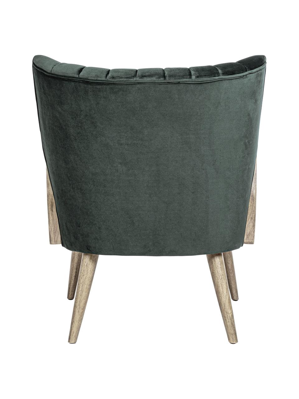 Fotel Virna, Tapicerka: aksamit poliestrowy, Nogi: drewno kauczukowe, Zielony aksamit, S 64 x G 71 cm