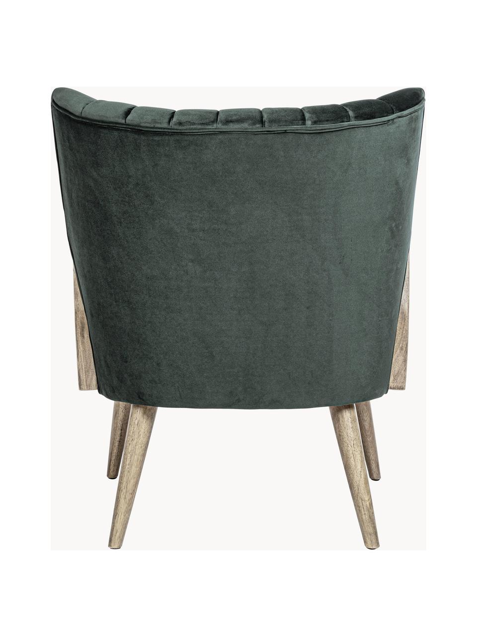 Fotel Virna, Tapicerka: aksamit poliestrowy, Nogi: drewno kauczukowe, Zielony aksamit, S 64 x G 71 cm
