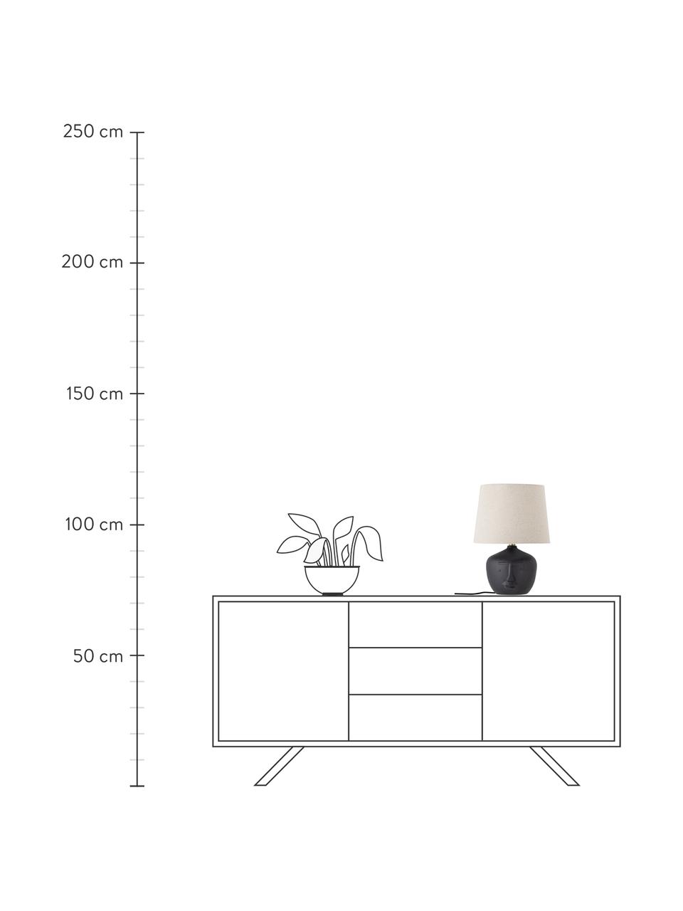 Tafellamp Matheo van terracotta, Lampenkap: linnen, Lampvoet: terracotta, Zwart, wit, Ø 31 x H 43 cm