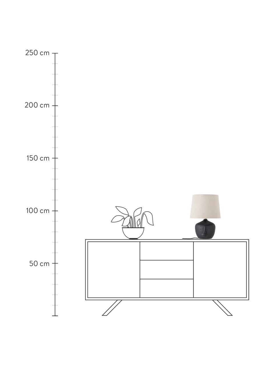 Tischlampe Matheo aus Terrakotta, Lampenschirm: Leinen, Lampenfuß: Terrakotta, Schwarz, Weiß, Ø 31 x H 43 cm