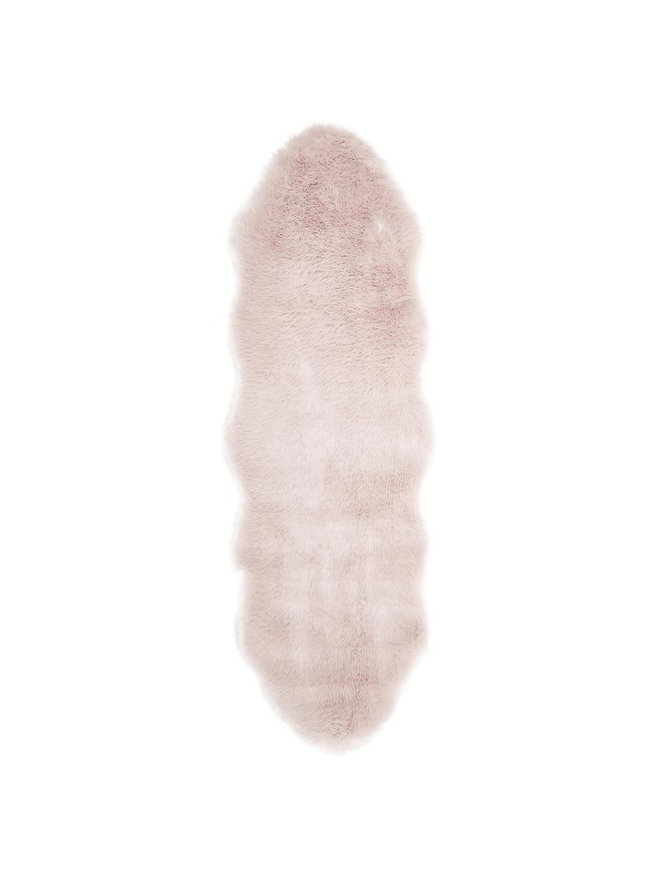 Tapis en fourrure synthétique Mathilde, lisse, Rose, larg. 60 x long. 180 cm