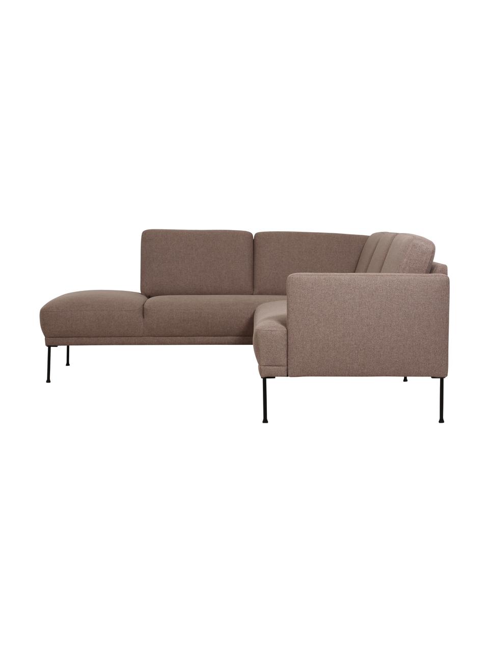 Rohová pohovka s kovovými nohami Fluente, Hnědá, Š 221 cm, H 200 cm, levé rohové provedení