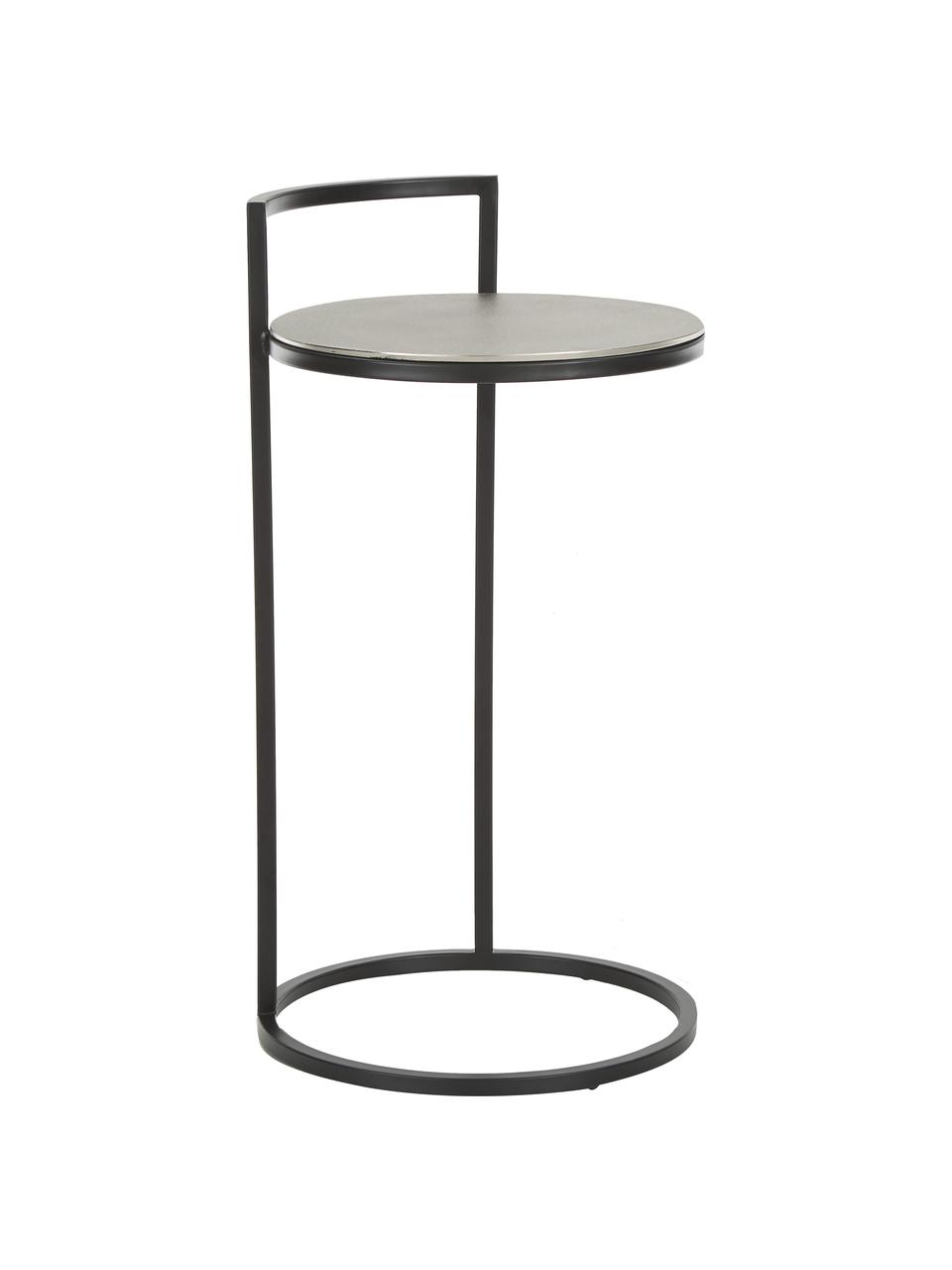 Okrągły stolik pomocniczy z metalu Circle, Blat: metal powlekany, Stelaż: metal malowany proszkowo, Odcienie srebrnego, czarny, Ø 36 x W 66 cm
