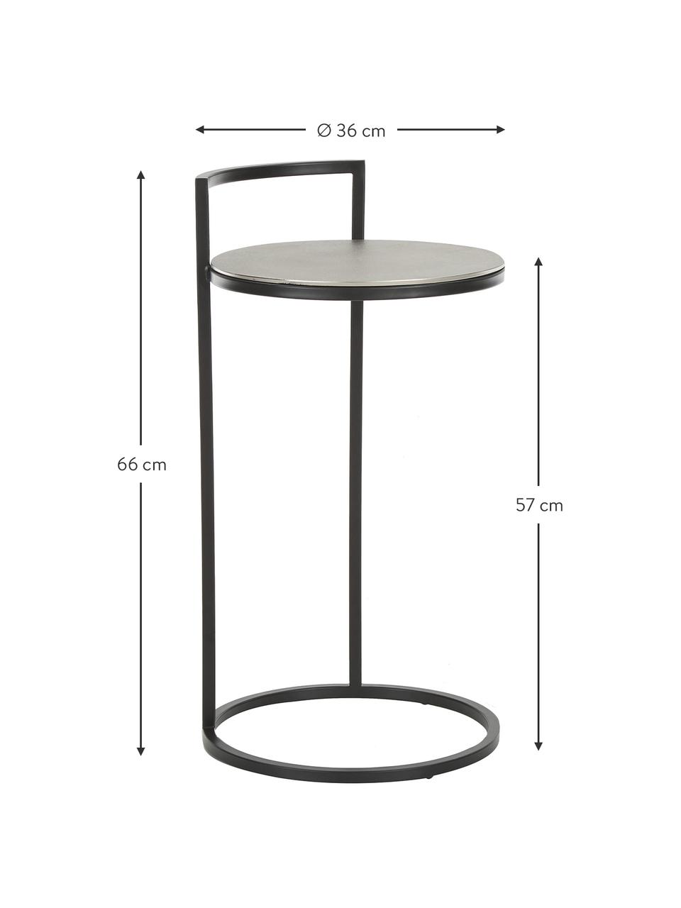 Mesa auxiliar redonda de metal Circle, Tablero: aluminio, recubierto, Estructura: metal pintado, Plata, negro, Ø 36 x Alto 66 cm