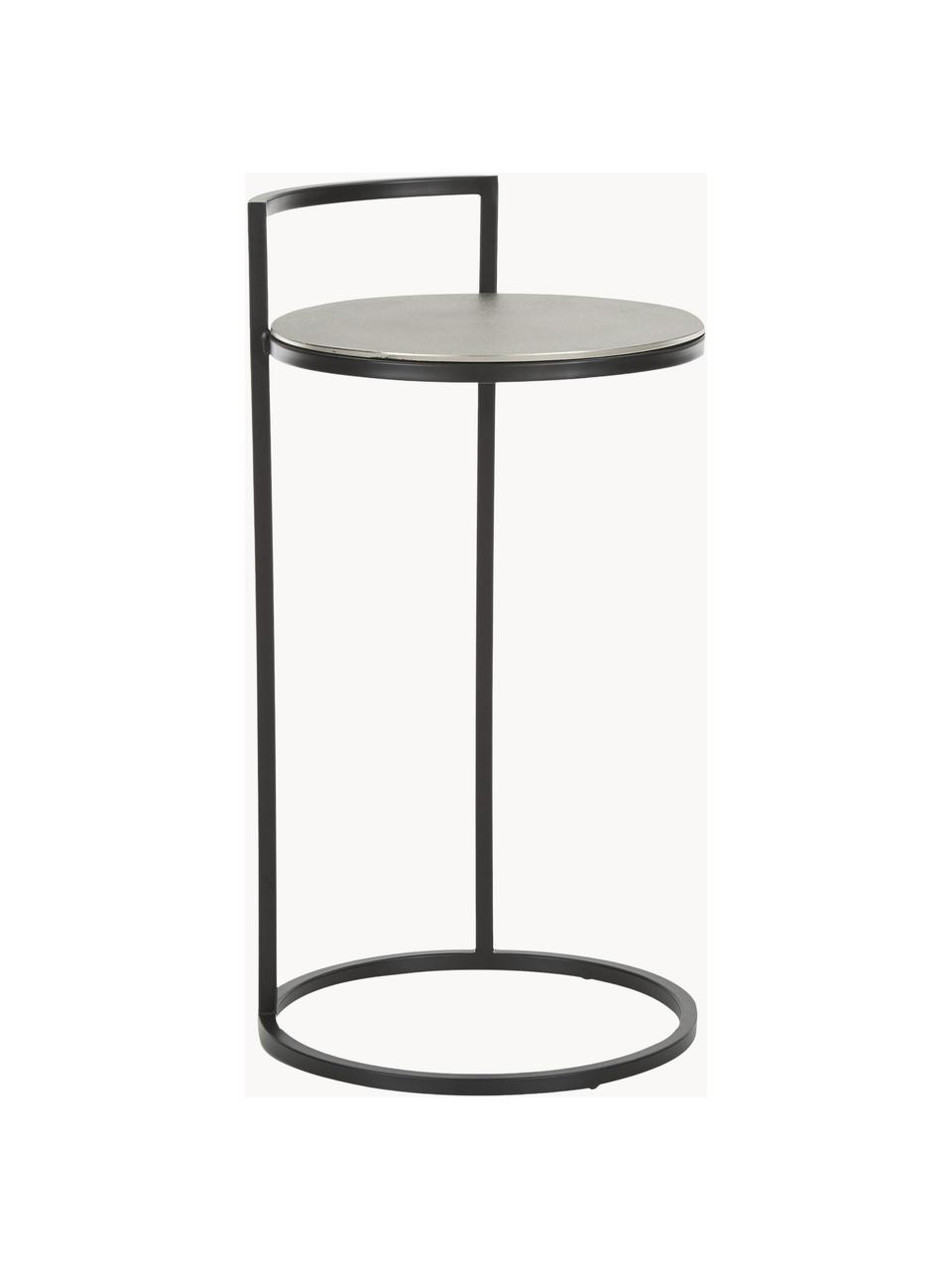 Okrągły stolik pomocniczy z metalu Circle, Blat: metal powlekany, Stelaż: metal malowany proszkowo, Odcienie srebrnego, Ø 36 x W 66 cm