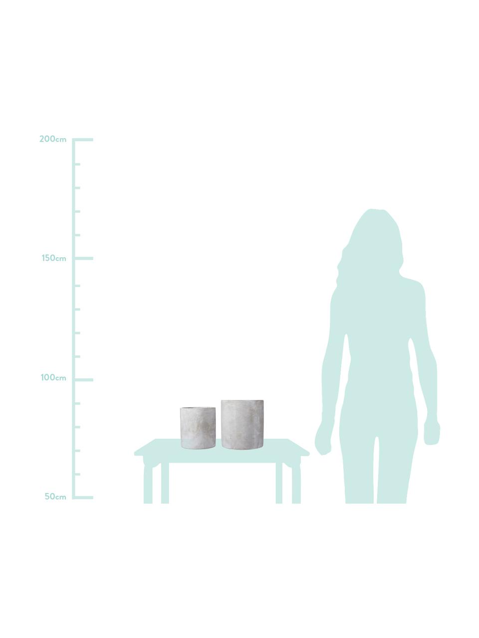 Plantenpottenset Siri, 2-delig, Beton, Grijs, Set met verschillende formaten - klein