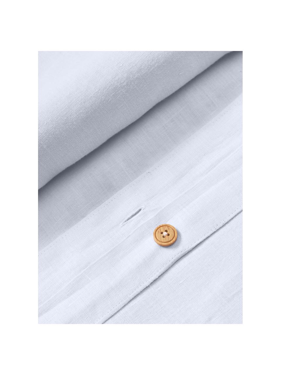 Funda nórdica de lino lavado Airy, 100% lino
Densidad de hilo 110 TC, calidad estándar

Las prendas de lino tienen una buena capacidad de transpirabilidad, además su alta resistencia a la abrasión hace que el lino sea muy duradero. El lino es un material refrescante, absorbe la humedad intercambiandola con el ambiente, se seca muy rápido y tiene un agradable efecto refrescante para las noches de verano. 

El material utilizado para este producto ha sido probado contra sustancias nocivas y está certificado según el STANDARD 100 por OEKO-TEX®, 15.HIN.65948, HOHENSTEIN HTTI., Azul claro, Cama 90 cm (155 x 220 cm)