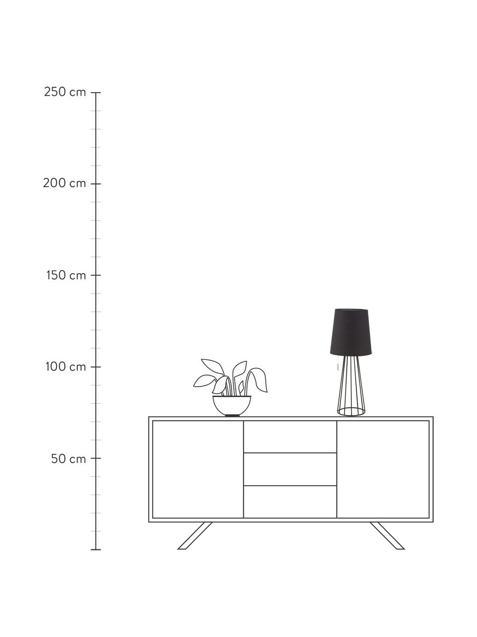 Große Tischlampe Mailand in Schwarz, Lampenfuß: Metall, vermessingt und l, Schwarz, Ø 23 x H 59 cm