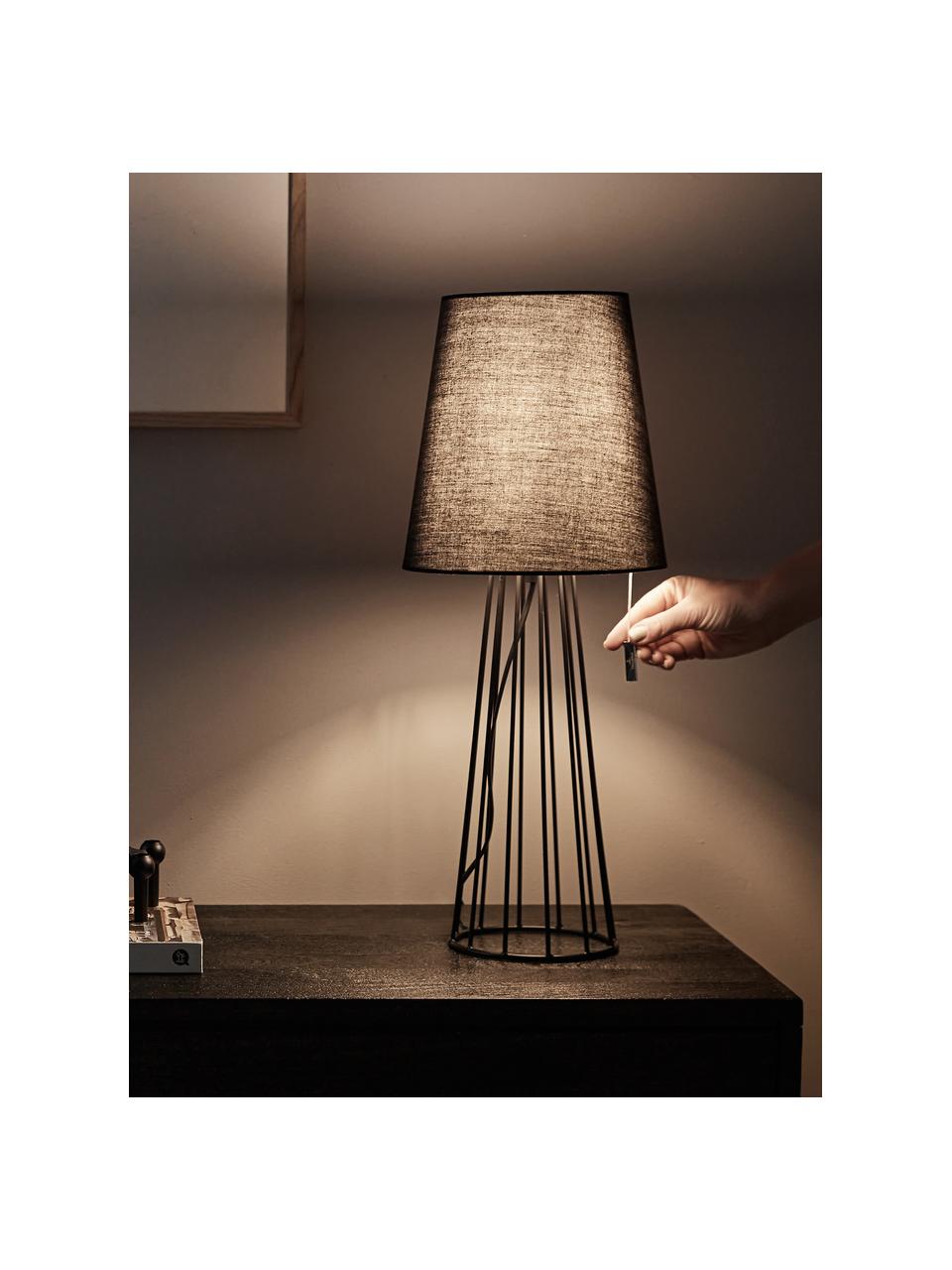 Grande lampe à poser noire Mailand, Noir, Ø 23 x haut. 59 cm