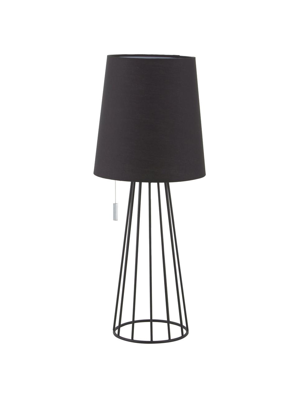 Große Tischlampe Mailand in Schwarz, Lampenfuß: Metall, vermessingt und l, Schwarz, Ø 23 x H 59 cm