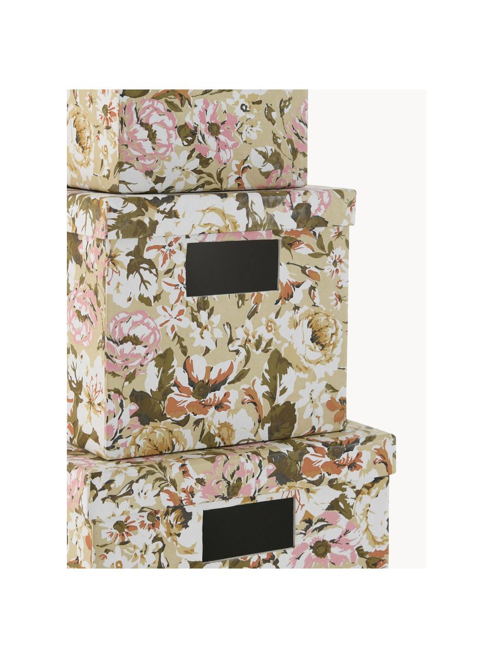 Set 3 scatole Rose, Cartoncino, Multicolore, Set in varie misure