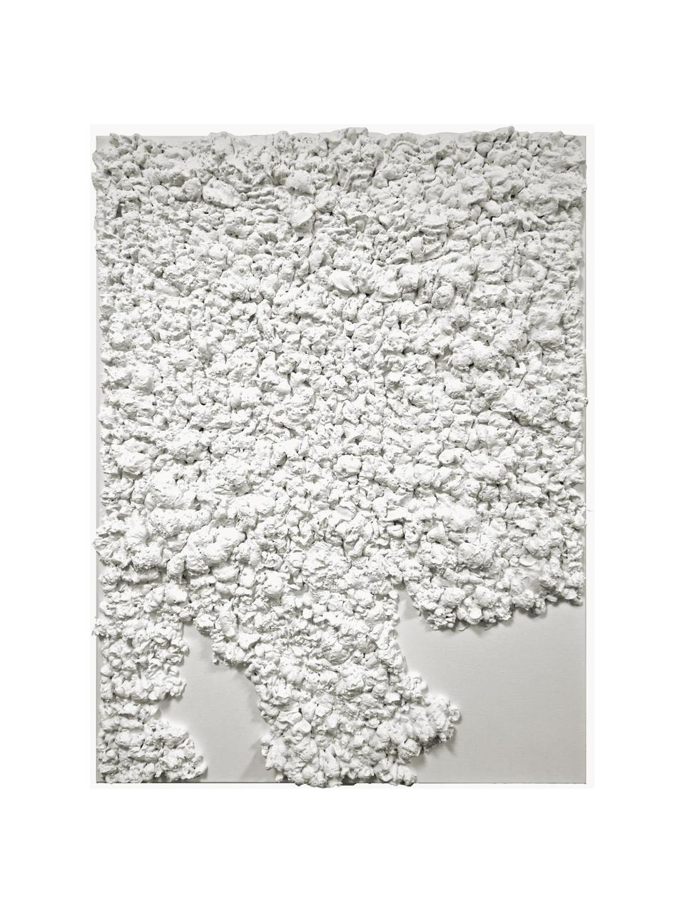 Handbeschilderde canvasdoek Organic in 3D look, Wit, B 88 x H 118 cm