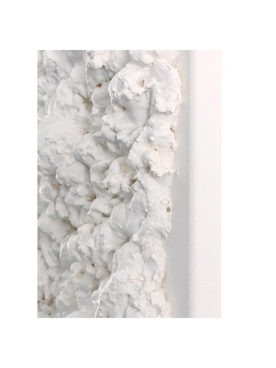Cuadro en lienzo pintado a mano en 3D Organic, Blanco, An 88 x Al 118 cm