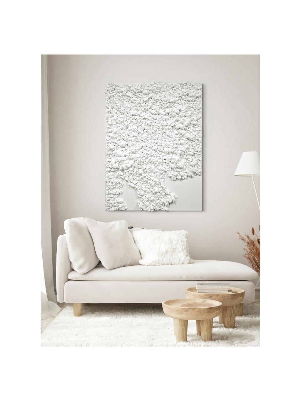 Ručně malovaný obraz na plátně v 3D vzhledu Organic, Bílá, Š 88 cm, V 118 cm