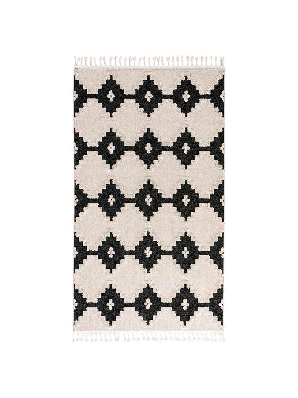 Tapis ethnique Oyo Square, Crème, anthracite