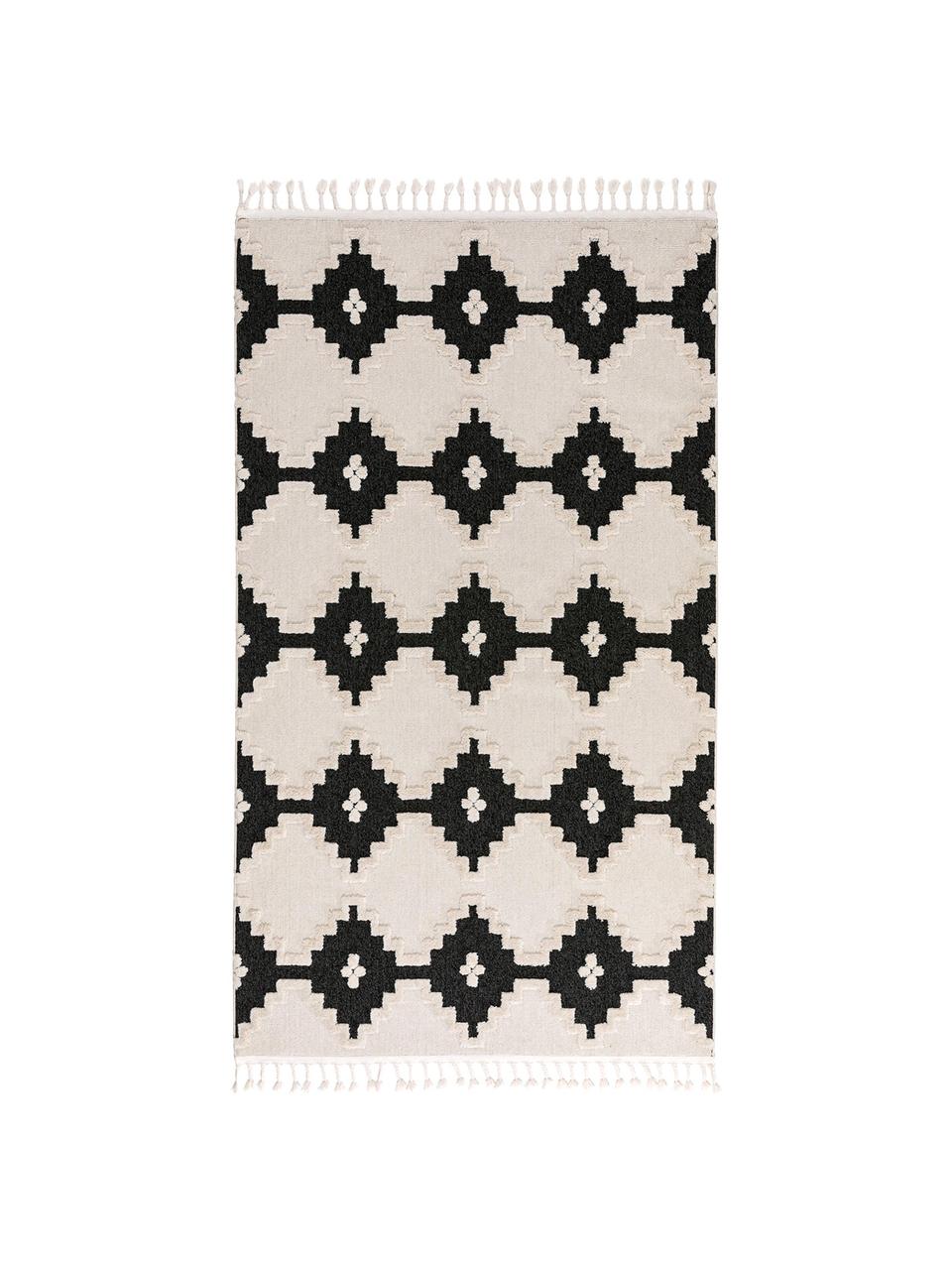 Vloerkleed Oyo Square, Bovenzijde: polyester, Onderzijde: katoen, Crèmekleurig, antraciet, B 200 x L 290 cm (maat L)