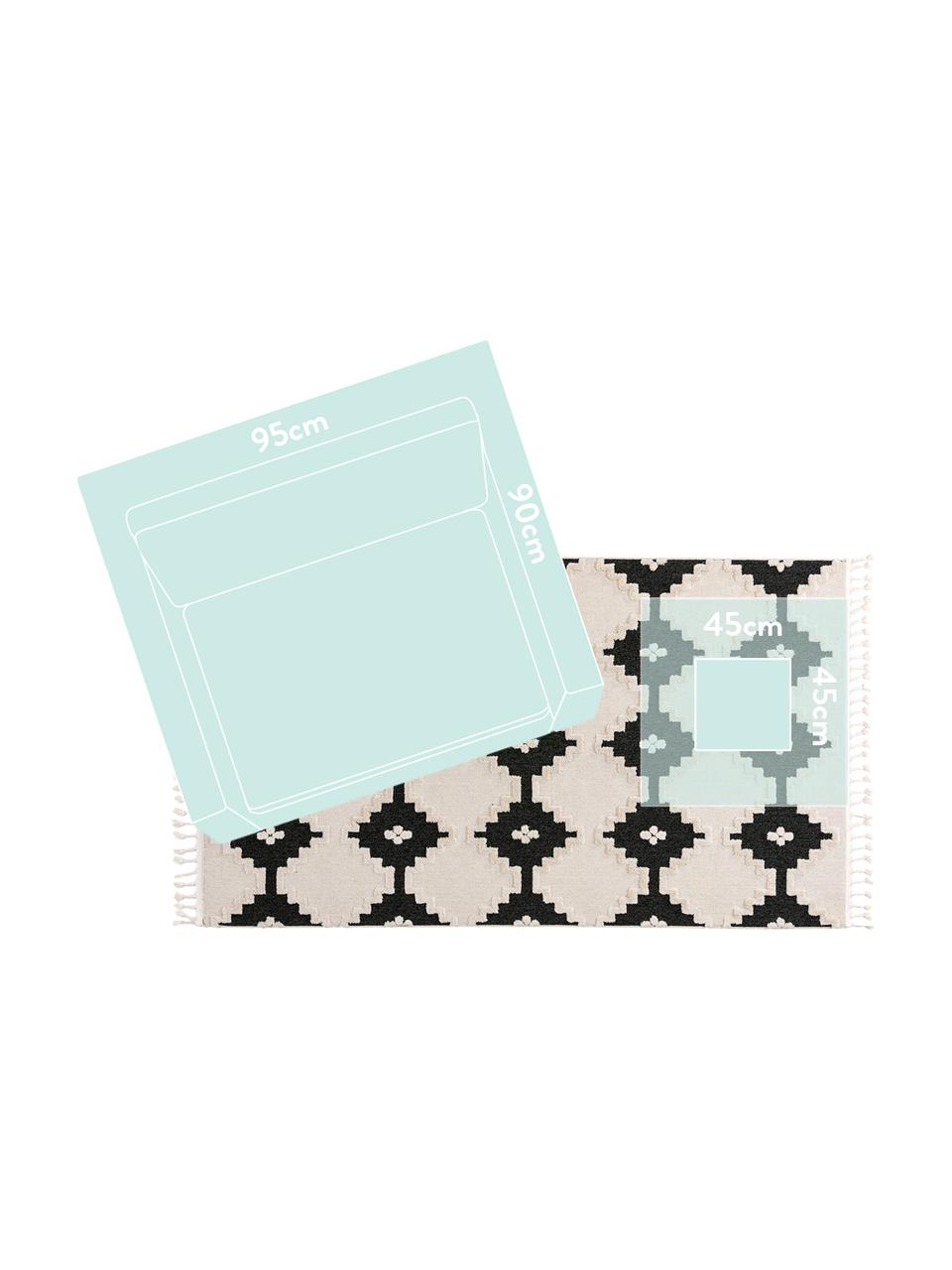 Alfombra texturizada Oyo Square, estilo boho, Parte superior: poliéster, Reverso: algodón, Crema, gris antracita, An 200 x L 290 cm (Tamaño L)