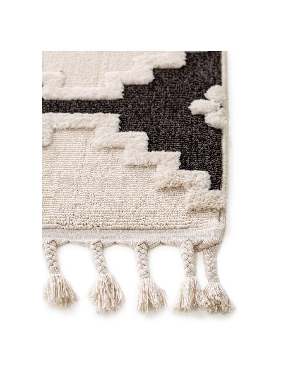 Alfombra texturizada Oyo Square, estilo boho, Parte superior: poliéster, Reverso: algodón, Crema, gris antracita, An 200 x L 290 cm (Tamaño L)