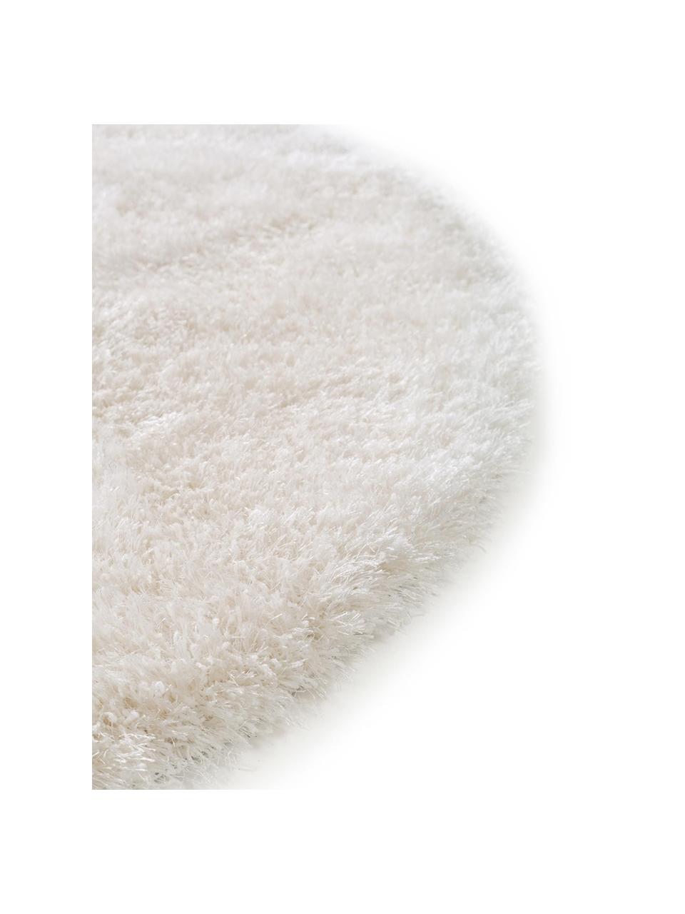 Tapis rond blanc poils longs Lea, Blanc