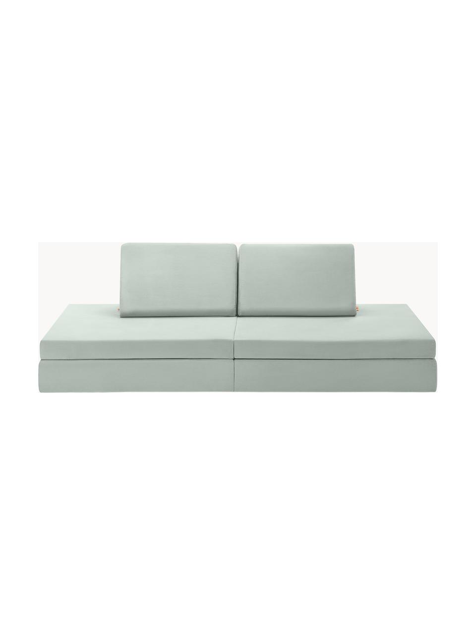 Modulares Kinder-Spielsofa  Mila aus Samt, handgefertigt, Bezug: Samt (100 % Polyester), Samt Salbeigrün, B 168 x T 84 cm