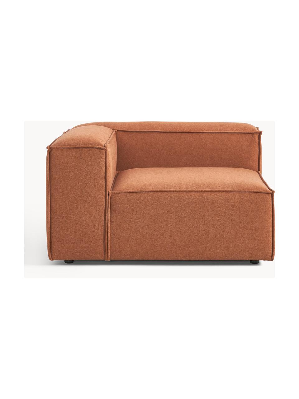 Modulo angolare Lennon, Rivestimento: 100% poliestere Con 115.0, Struttura: legno di pino massiccio, , Piedini: plastica Questo prodotto , Tessuto terracotta, Larg. 119 x Prof. 119 cm, parte angolare a sinistra