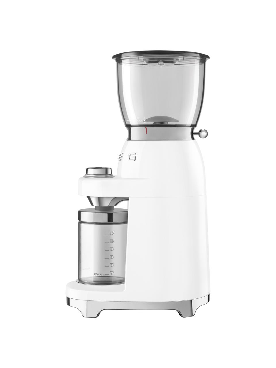 Elektrische Kaffeemühle 50's Style in Weiß, Gehäuse: Metall, lackiert, Deckel: Tritan™, BPA-frei, Weiß, glänzend, B 17 x H 46 cm