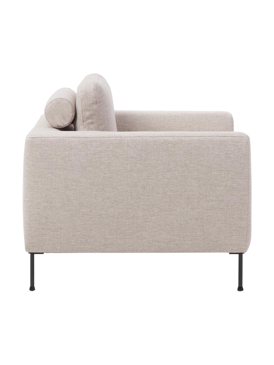 Fauteuil lounge avec pieds en métal Cucita, Tissu beige, larg. 98 x prof. 94 cm