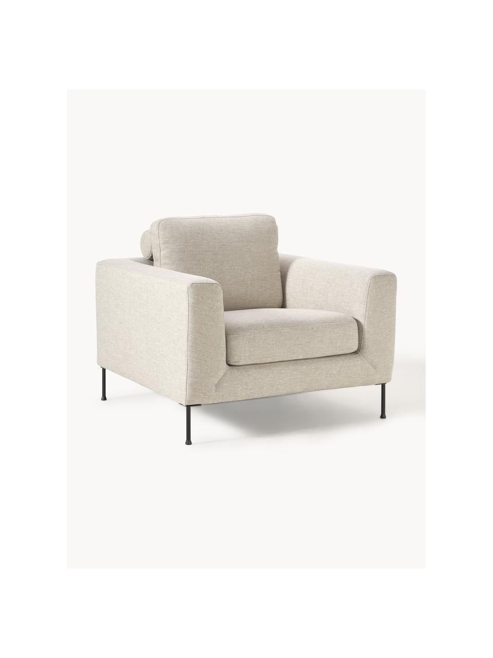 Fauteuil lounge Cucita, Tissu beige clair, larg. 98 x prof. 94 cm