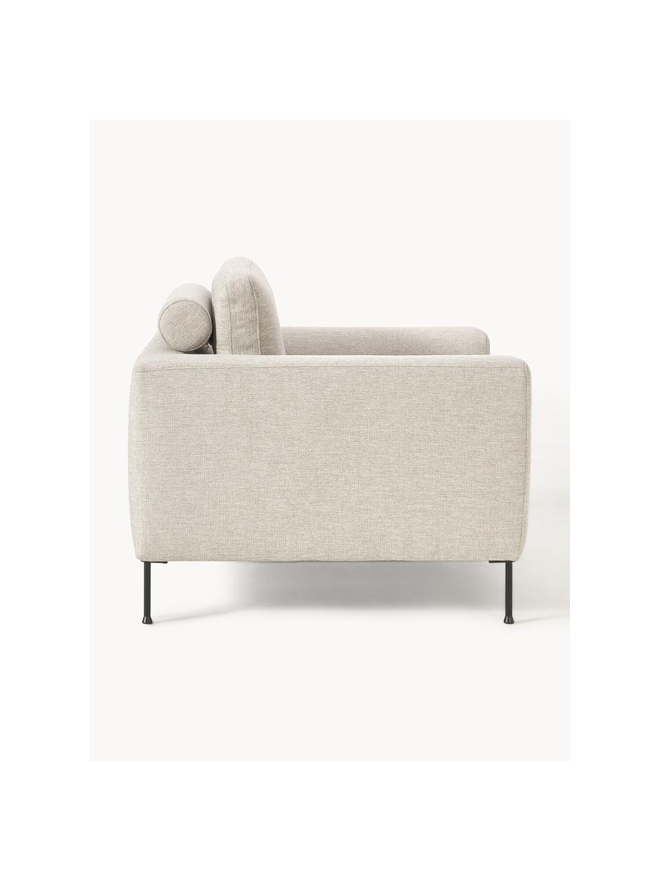 Fauteuil lounge Cucita, Tissu beige clair, larg. 98 x prof. 94 cm