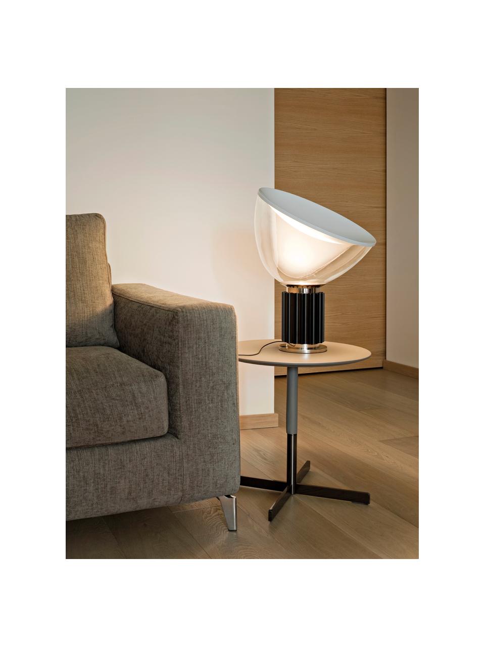 Dimbare LED tafellamp Taccia Small, mondgeblazen, Lampenkap: kunststof, glas, Zwart, Ø 37 x H 49 cm