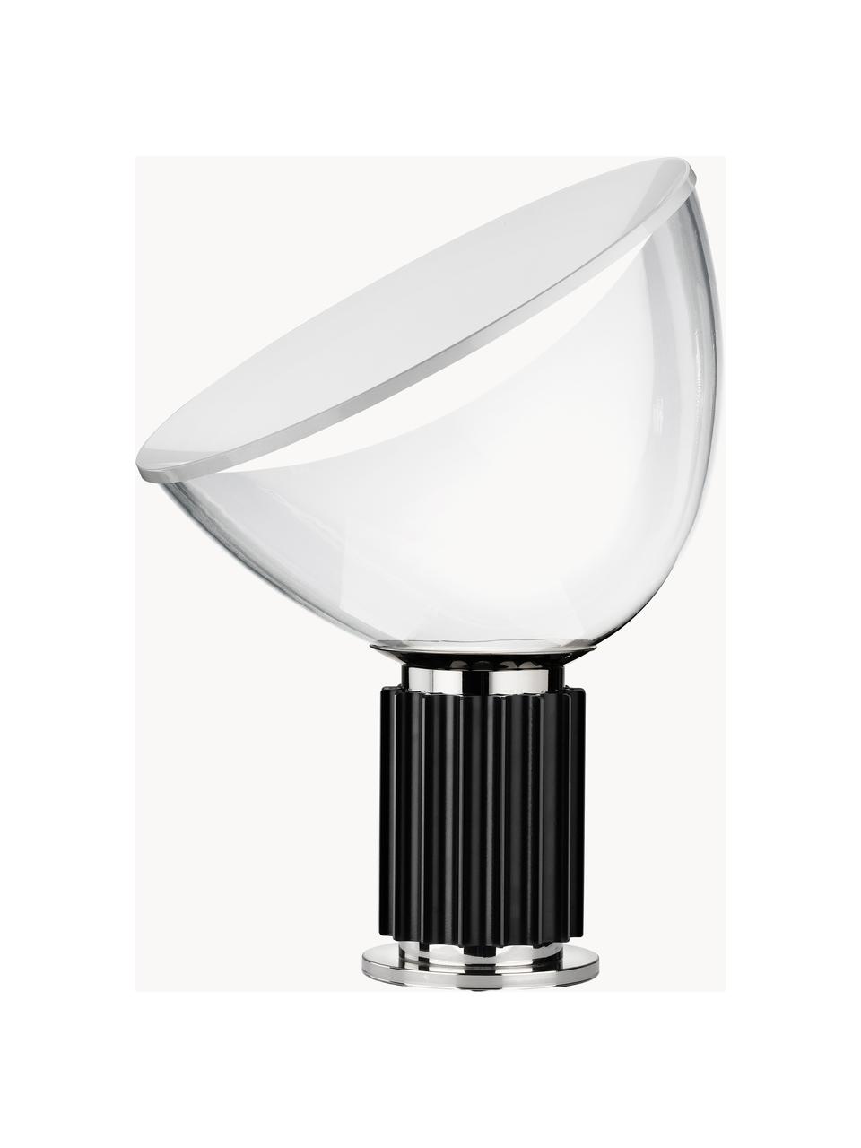 Dimbare LED tafellamp Taccia Small, mondgeblazen, Lampenkap: kunststof, glas, Zwart, Ø 37 x H 49 cm