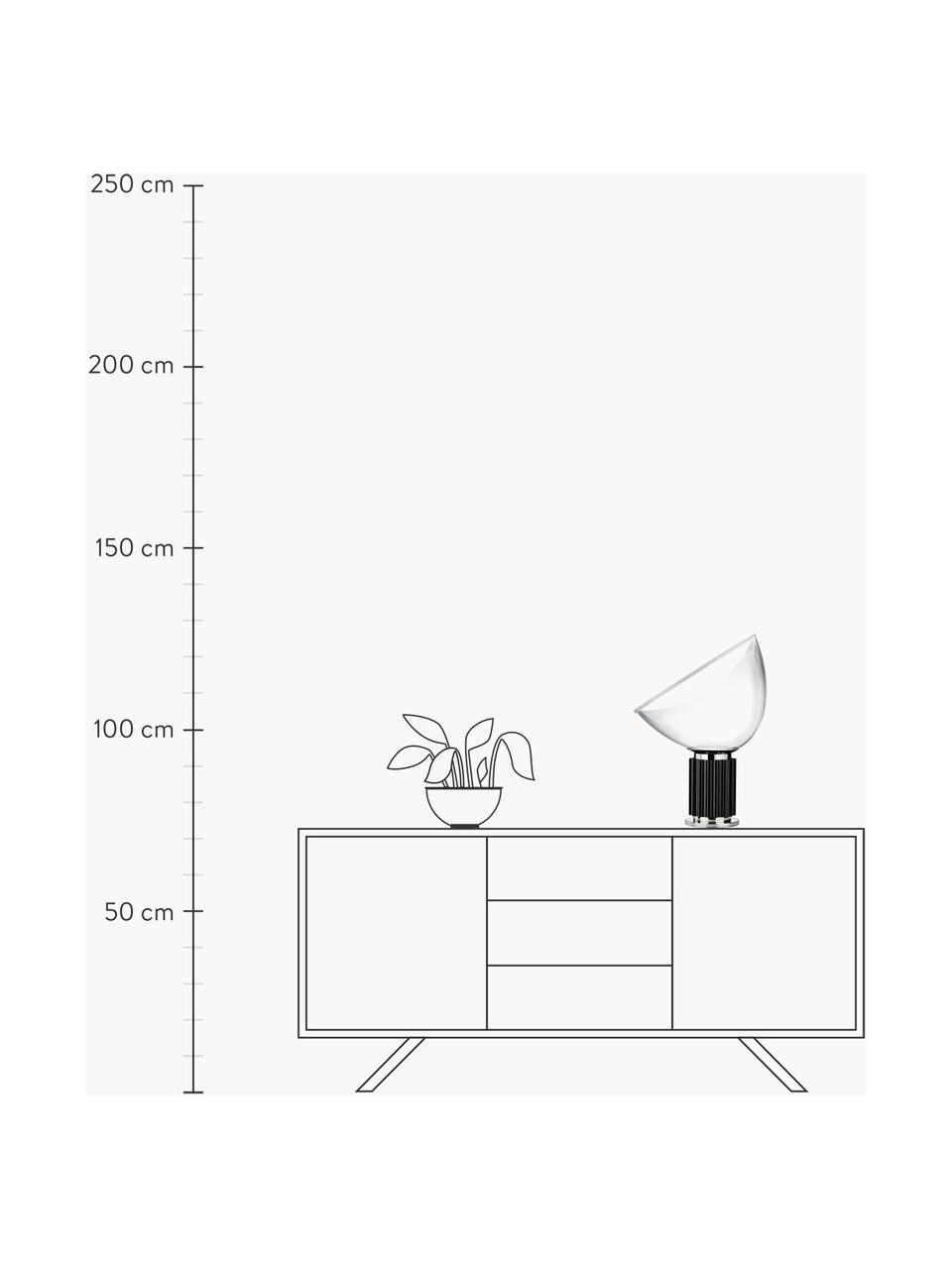 Lámpara de mesa LED artesanal regulable Taccia Small, Pantalla: plástico, vidrio, Estructura: plástico, metal recubiert, Negro, Ø 37 x Al 49 cm