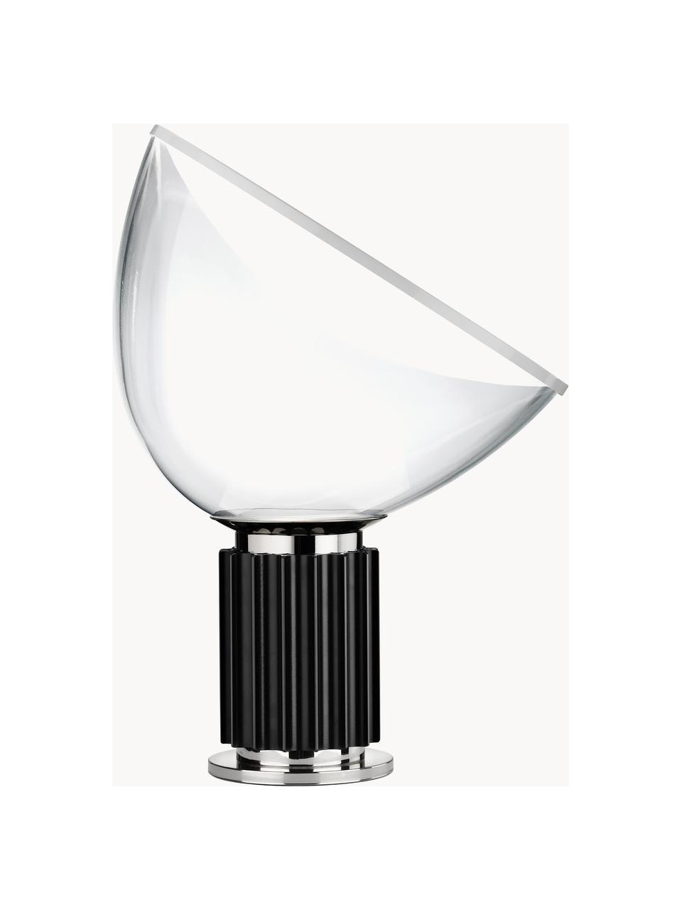 Dimbare LED tafellamp Taccia Small, mondgeblazen, Lampenkap: kunststof, glas, Zwart, Ø 37 x H 49 cm