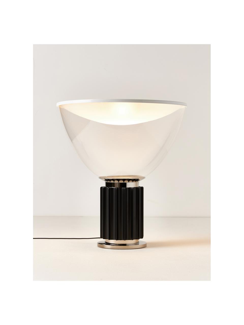 Dimmbare LED-Tischlampe Taccia Small, mundgeblasen, Lampenschirm: Kunststoff, Glas, Schwarz, Ø 37 x H 49 cm