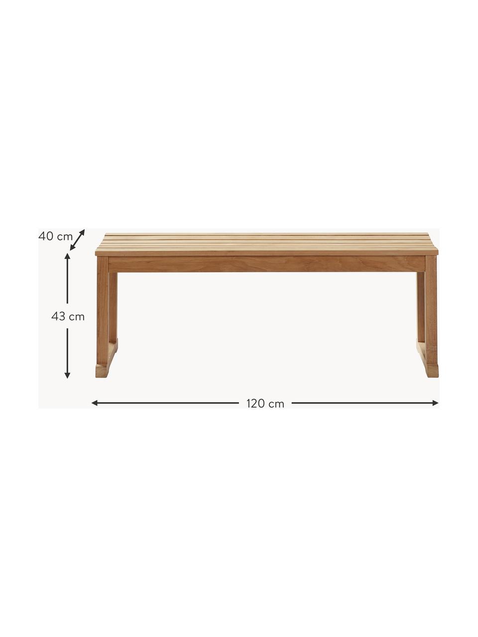 Banc en teck Vega, Bois de teck, Teck, larg. 120 x haut. 43 cm