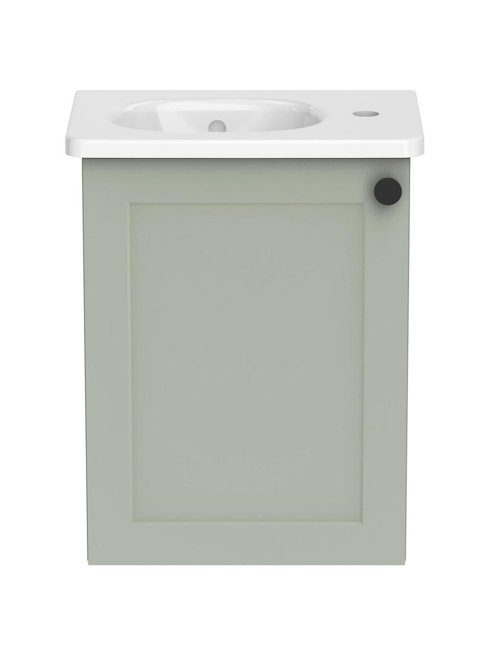 Lavabo con armadietto dalla finitura opaca Rafaella, larg. 45 cm, Maniglie: alluminio rivestito, Verde, Larg. 45 x Alt. 58 cm